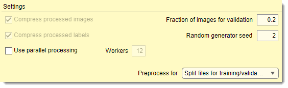 Additional settings panel