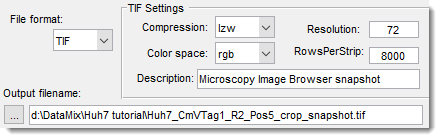 Make a Snapshot Dialog, Options->File format settings