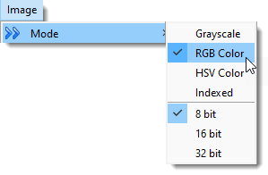 Image Menu -> operations with image modes