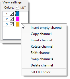 View Settings Panel -> color channel table