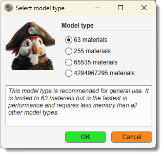 Create a new model and select the appropriate type